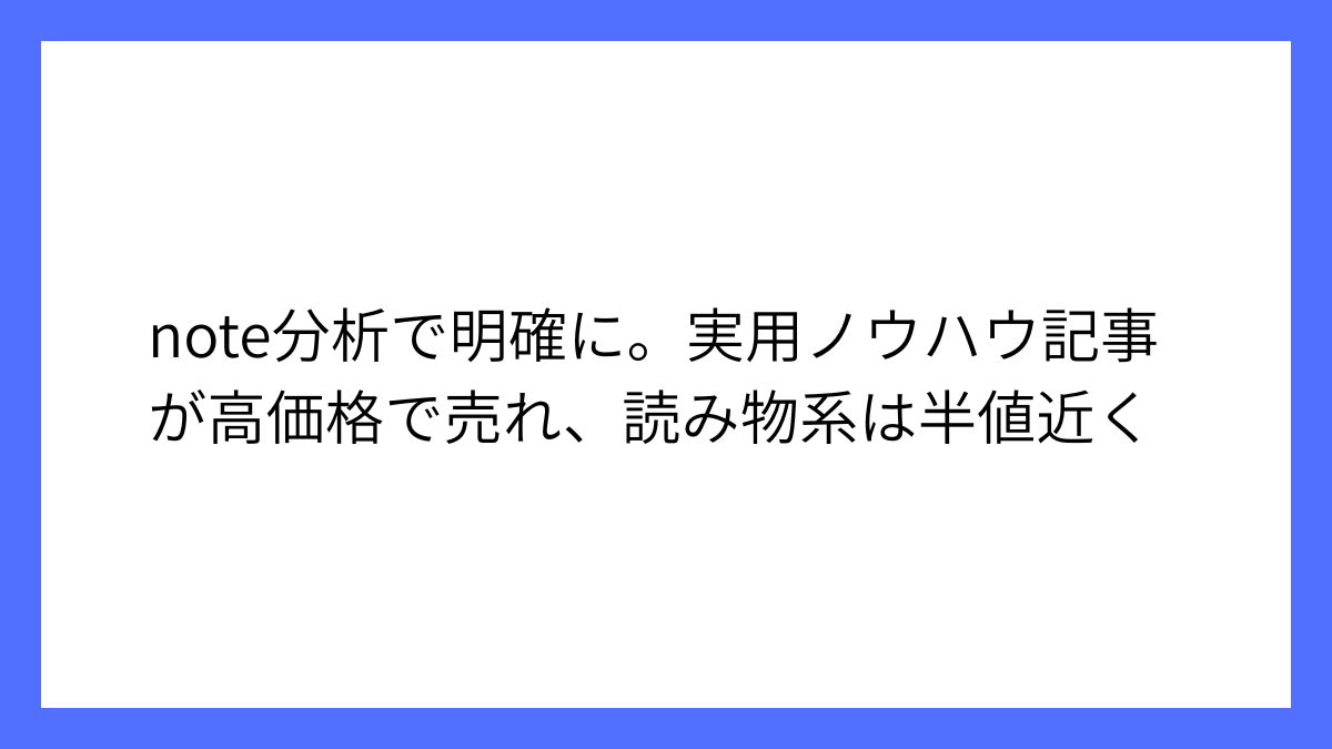 note有料記事30万件分析で稼ぎやすいテーマが明らかに